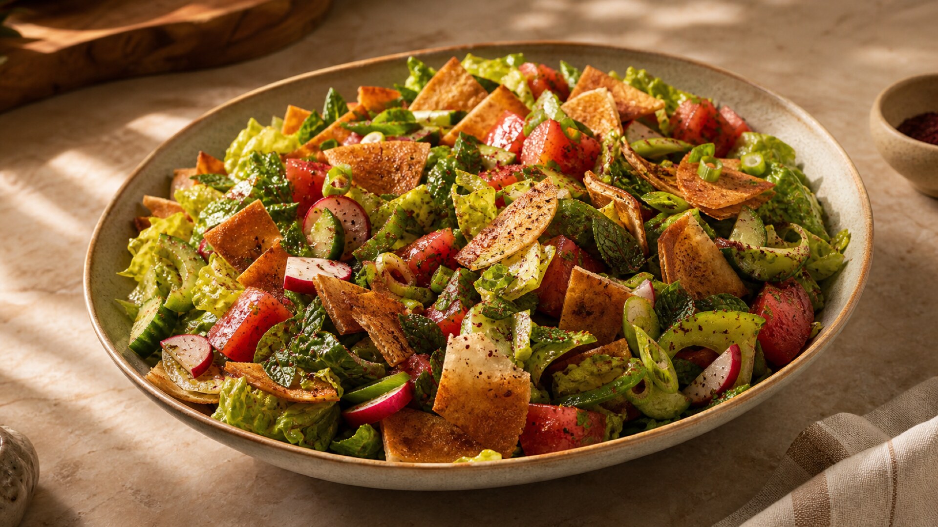 Fattoush cinematic recipe preview